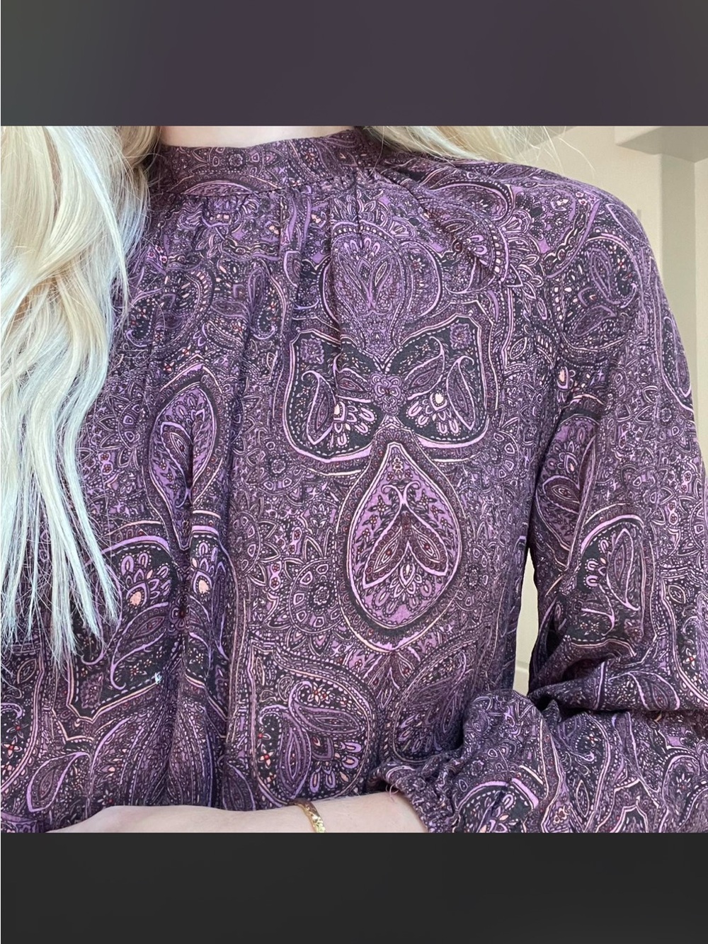 Boho Paisley High-Neck Maxi dress in Mauve Purple xs